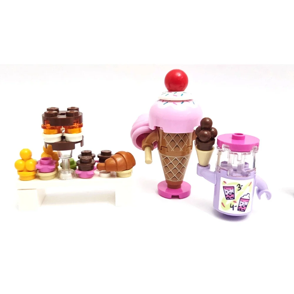 LEGO Baker Minifigure MOC Lot - Cotton Candy Stand Cake Pie Ice Cream Bakery